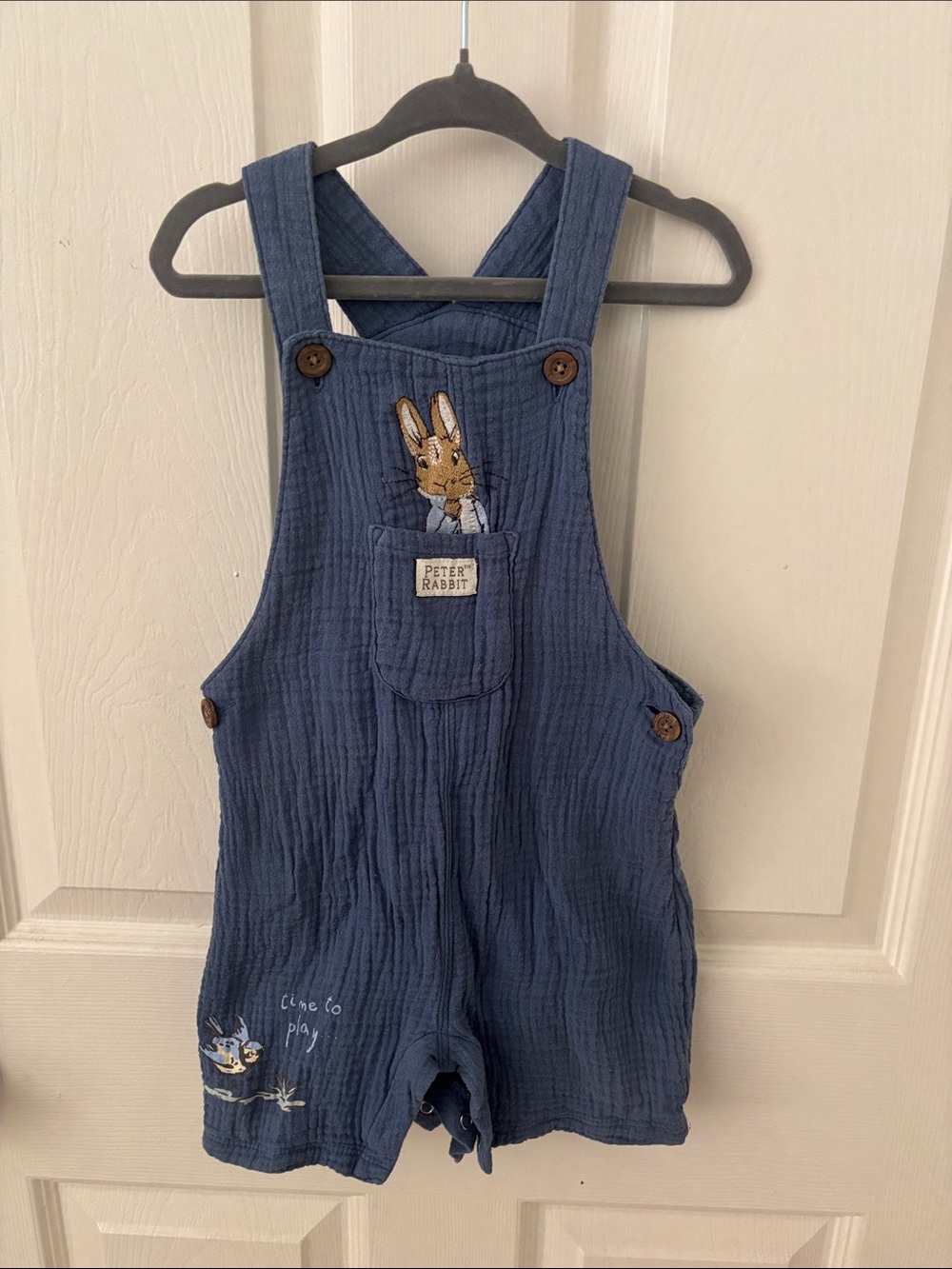 Peter Rabbit Navy Blue Cotton Romper Overalls for Kids
